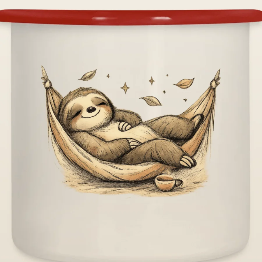 Sloth tea cup up close